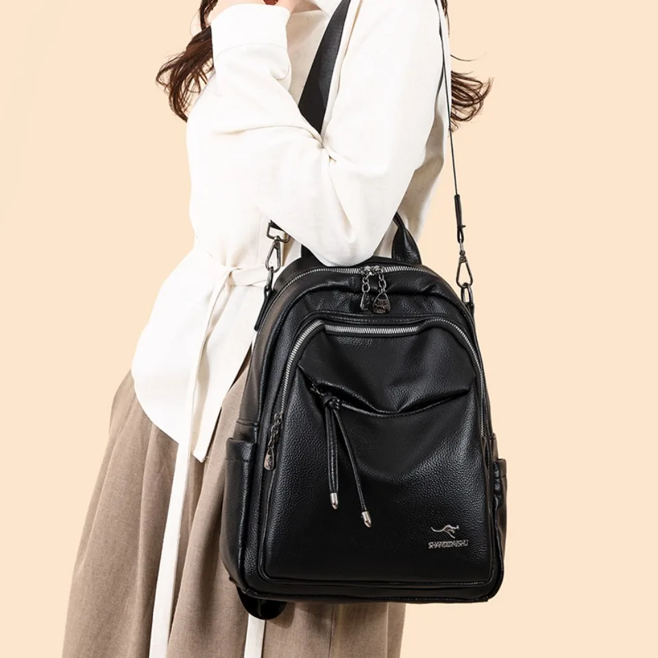 Multi Functional Female Backpack High Quality Pu Leather Mochilas Luxurious Women's Designer Brand Backpacks Travel Bagpack Sac