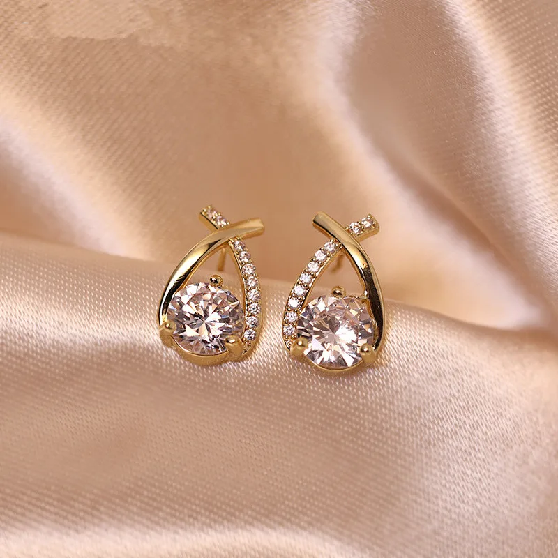 Anziw Real 925 Silver Stud Earrings 0.5ct Moissanite Drop Fishtail Cross Piercing Ear Earring 2023 Korean Trendy Women's Jewelry