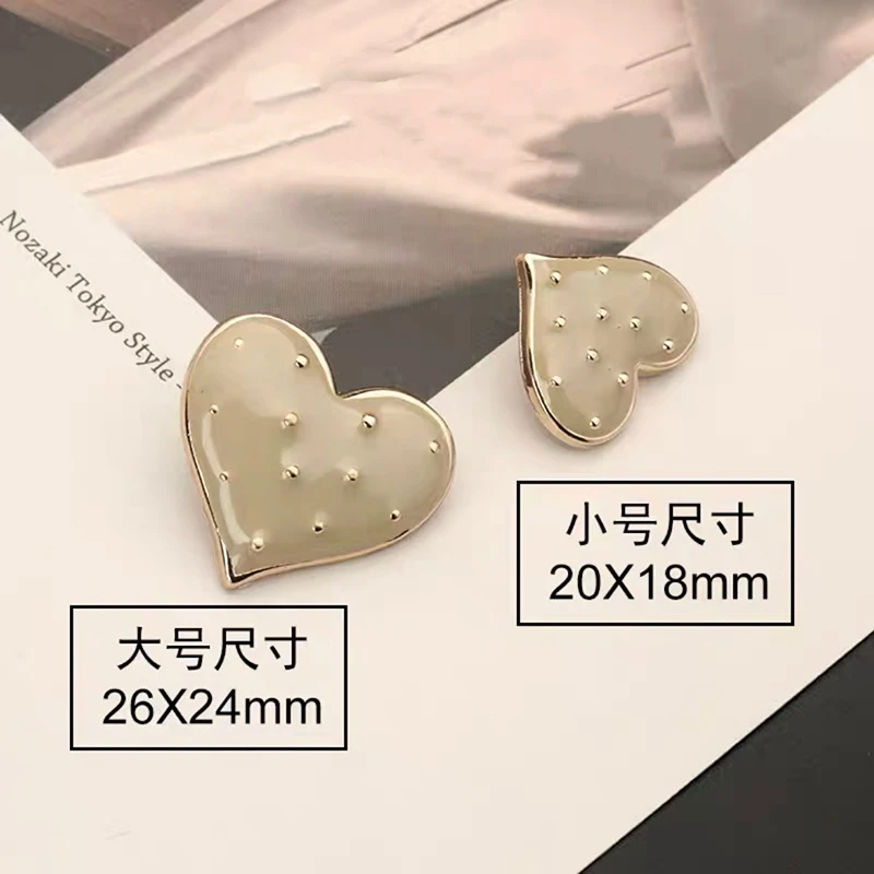 10pcs/lot Heart Metal Sewing Snap Buttons for Clothing Rhinestone for Needlework Diy Manualidades Accessories Decorative