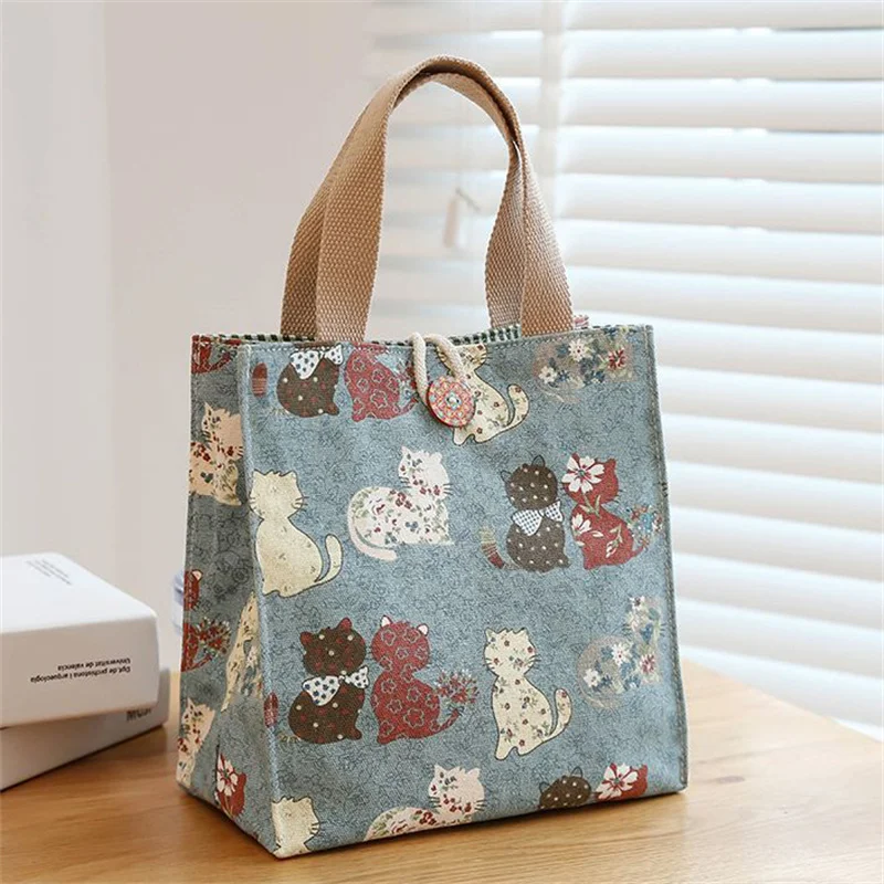 Ins Bento Bag Canvas Tote Bag Fashion Fashion Out Day Office Workers With Rice Mother Lunch Box Bag Elegant