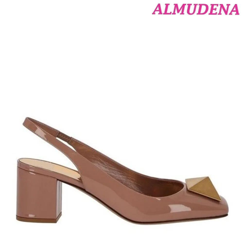 One Stud Slingback sandali in pelle décolleté con tacco largo grosso in rosa \\ blu \\ nero tacchi eleganti scarpe comode estive firmate di lusso