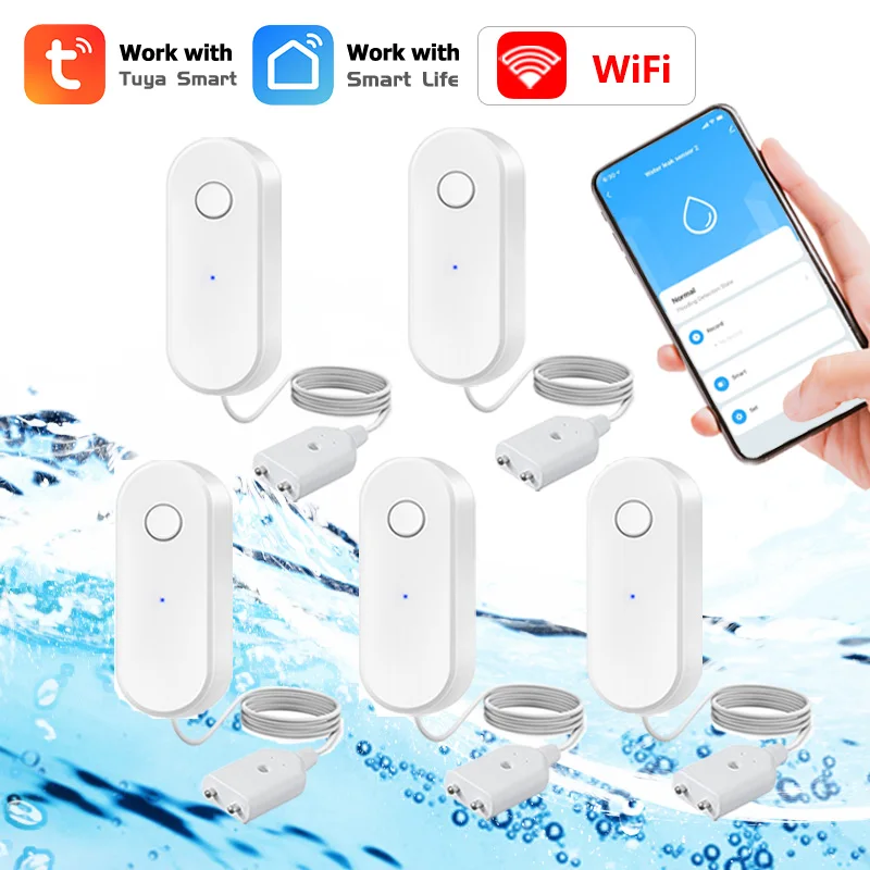 Tuya WiFi Water Level Sensor Leakage Alarm Flood Leak Detector Water Alert Overflow Home Security Detection Smart Life APP
