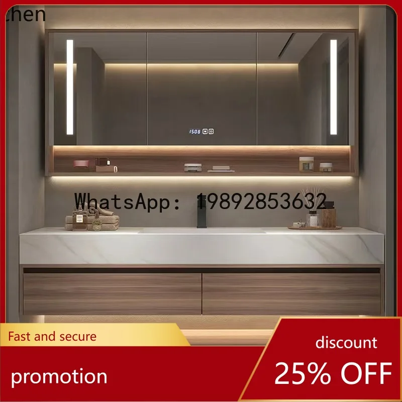 

YFY Modern Minimalist Bathroom Rock Slab Integrated Basin Washbasin Hotel Bathroom Cabinet Set