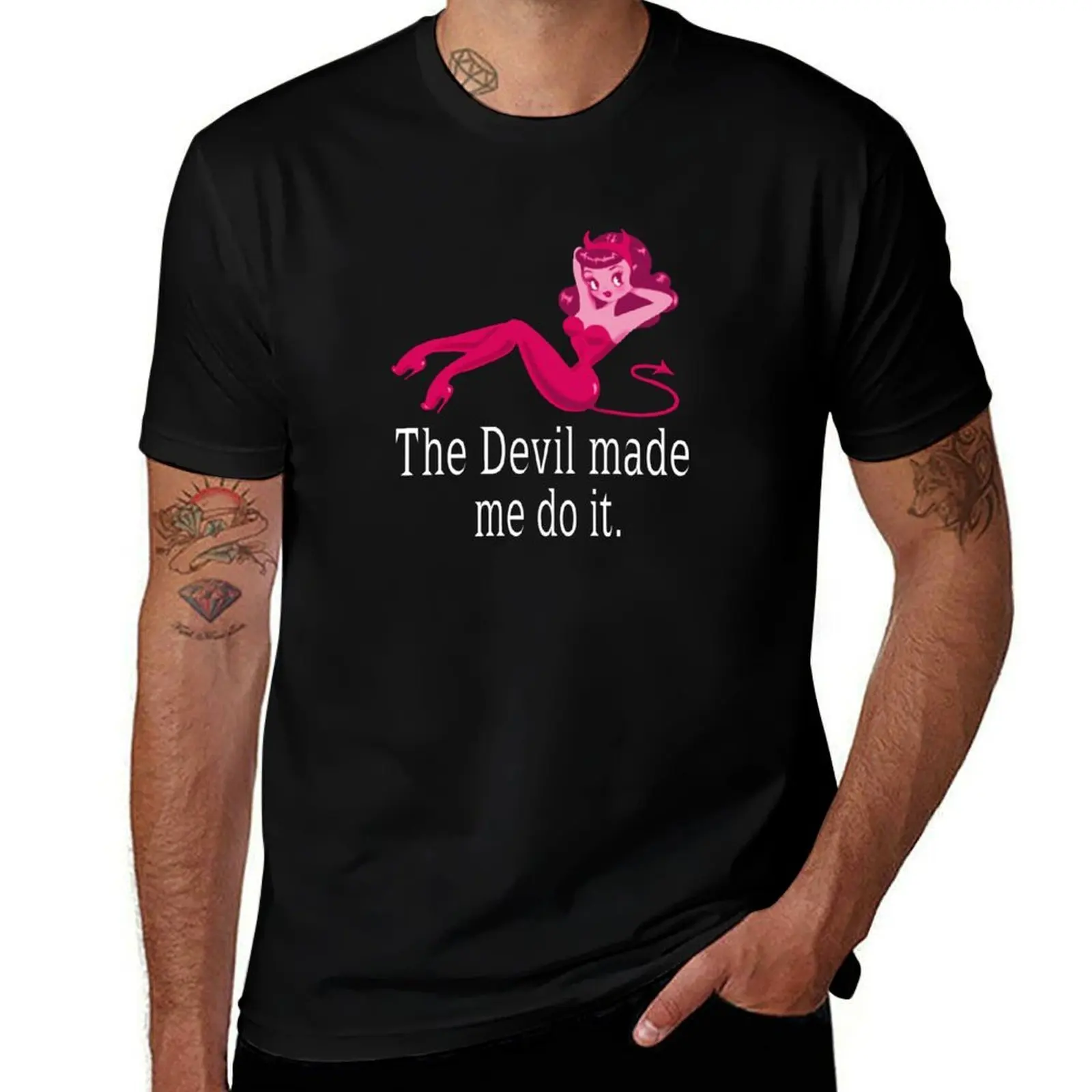 

The Devil made me do it (white text) T-Shirt cotton t shirt pack cotton t shirts high quality T-Shirt