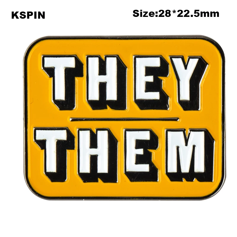 Pronouns Enamel Pins THEY THEM  SHE HER HE HIM Lapel Pins Badges Brooches