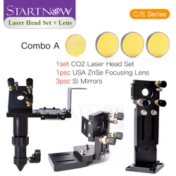 Startnow CO2 Laser Head Set Len Dia.20mm FL50.8mm ZnSe Focus Lens C/E Whole Mirror Mount Kit For Laser Engraving Cutting Maching