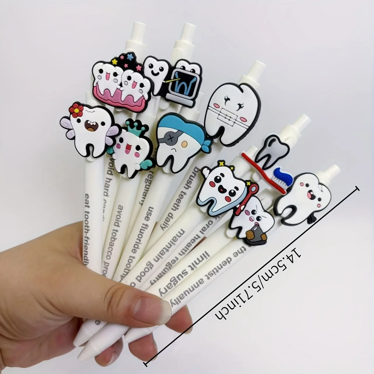 5Pcs/10Pcs Tooth Series Pen Tooth Care Series Ballpoint Pen Black Ink Quick-Drying Pen