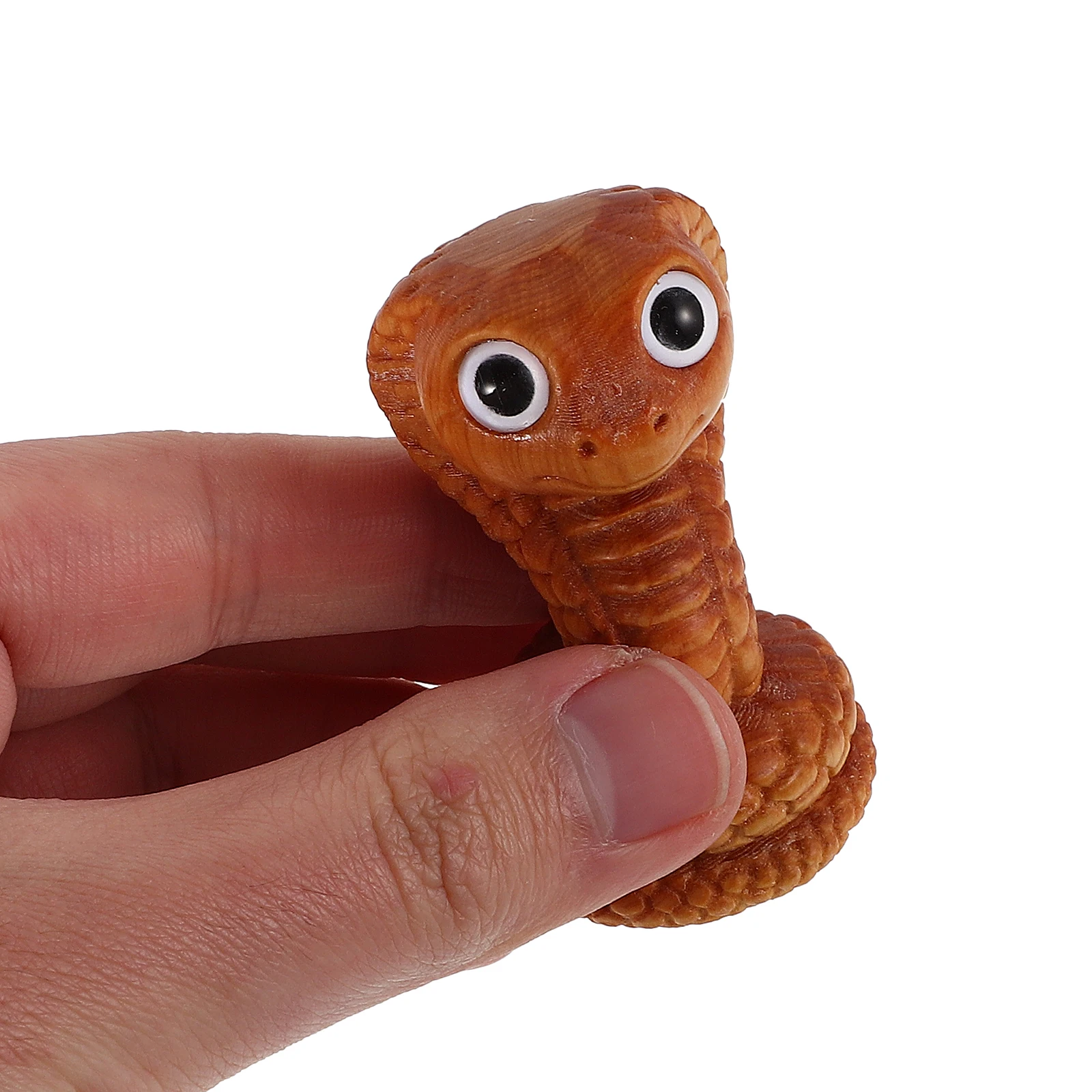

Wooden Carving Animal Ornament Mini Snake Statue Handcrafted Decor Year of Snake Figurine Bigeyed Design Practical Wood