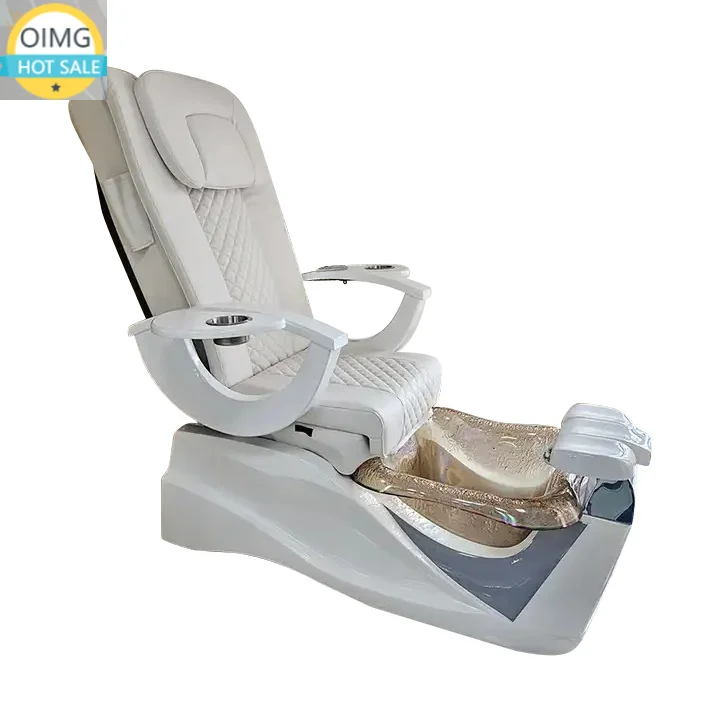 Customized Foreign Sofa Chair Manicure Foot Bath Gray Pedicure Chair with White Ceramic Basin
