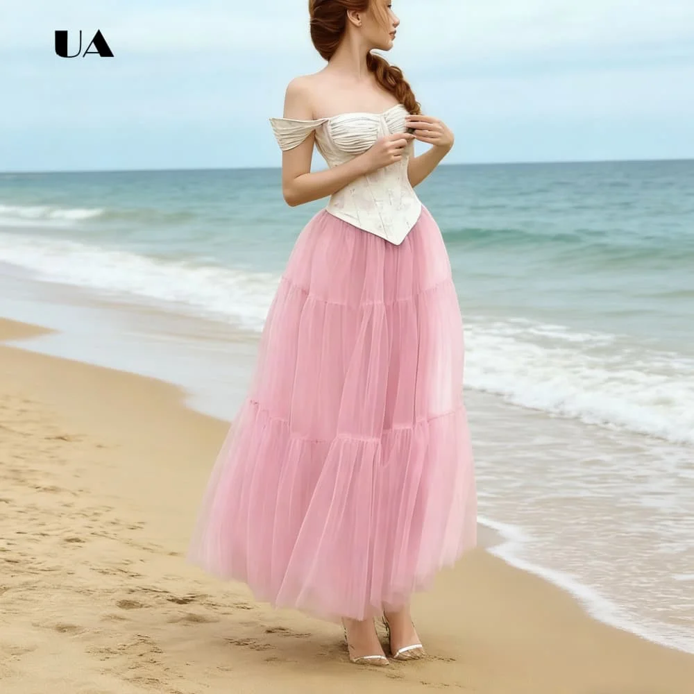 

ULBYANRY Women's Mesh Ball Gowns, Pleated High Waist Party Skirts, Tailored Size & Many Colors Options, Fashion Skirts