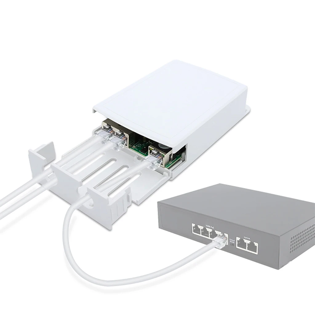 POE Repeater Network Extender Outdoor Waterproof Extension One In Two Output 40-57V Poe Switch 10/100/100Mbps IEEE 802.3af/at