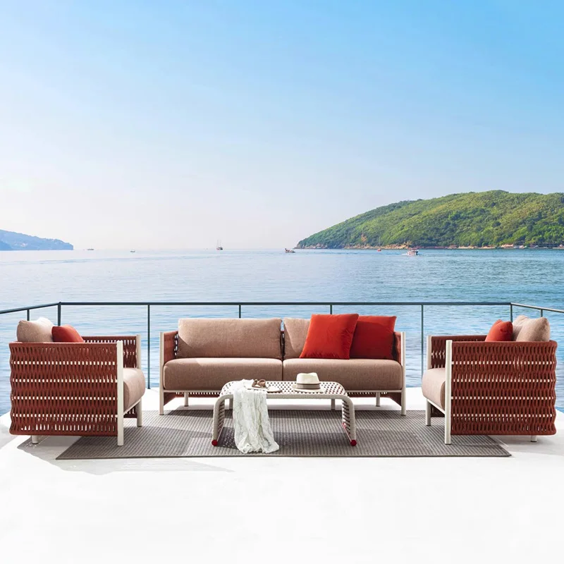 

Outdoor leisure sofa waterproof villa balcony creative homestay outdoor garden rattan chair open air