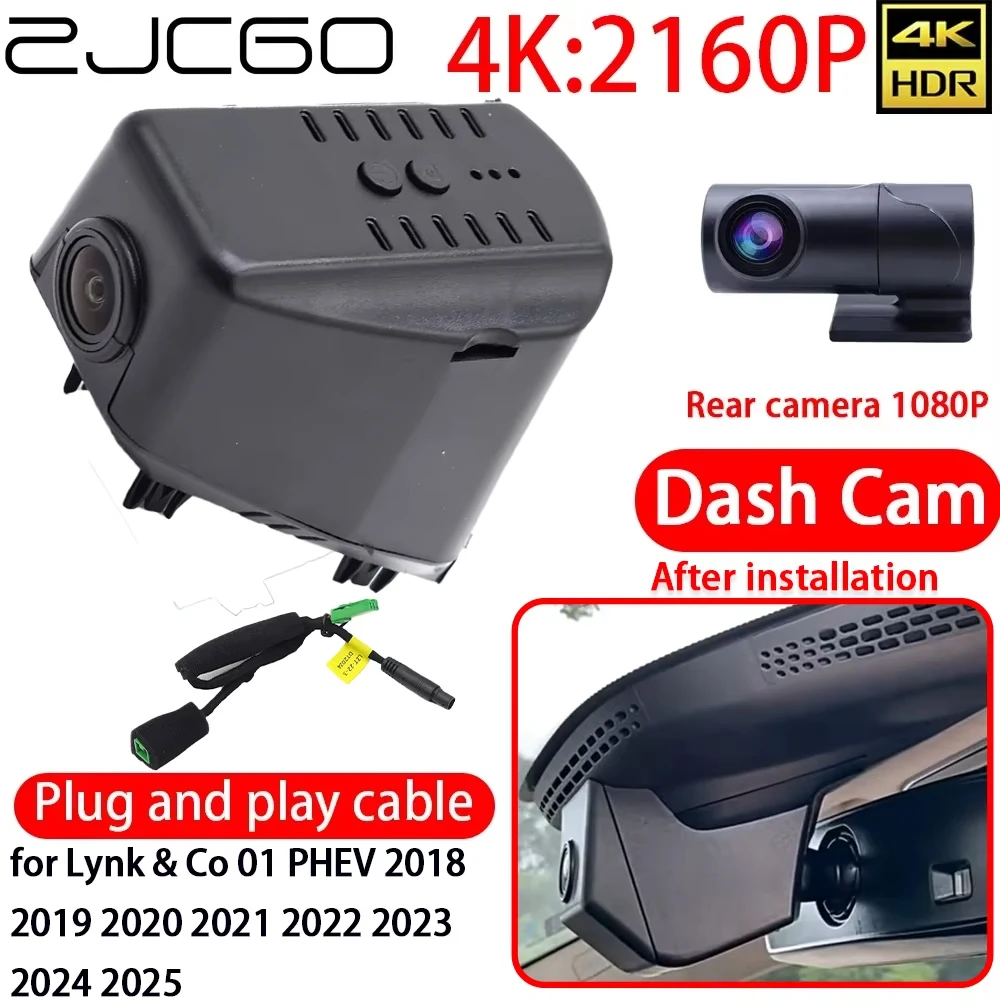 

ZJCGO 4K DVR Dash Cam Wifi Sony Lens Front Rear Camera 24h Monitor for Lynk & Co 01 PHEV 2018 2019 2020 2021 2022 2023 2024 2025