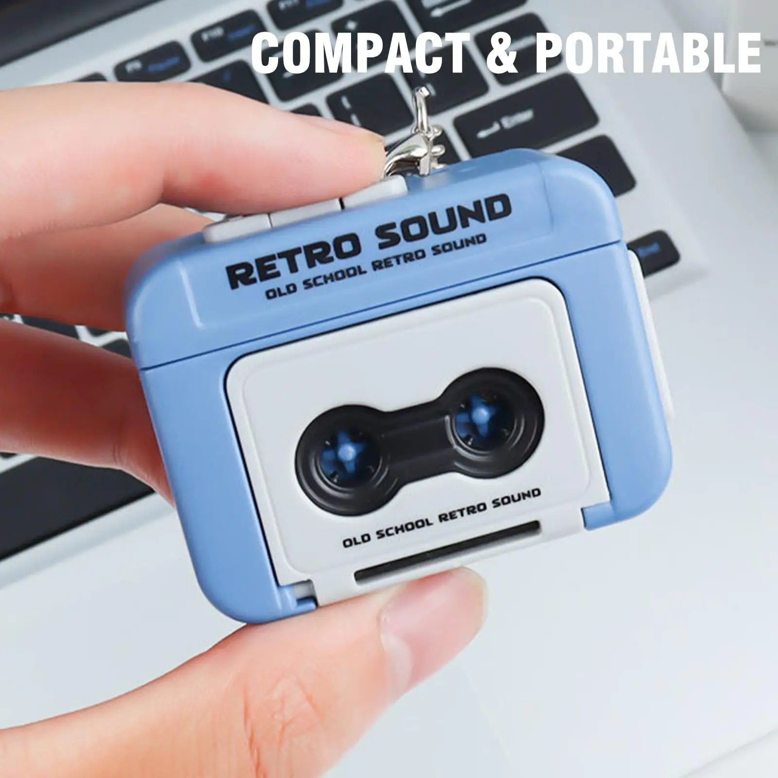 Retro Cassette Tape Recorder Keychain 15-Second Recording & Preloaded Music Function, Portable Mini Music Player Bag Accessory view 4