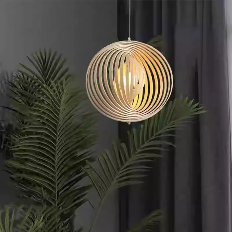 Japanese Style Rotating Circular Moon Restaurant Pendant Light Simple Bedroom Wabi Sabi Style Dining Table Lamp