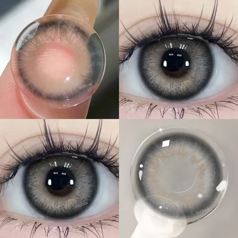 OVOLOOK-1 Pair Black Gray Beauty Colored Contact Lenses for Eyes Purple Halloween Lens Big Eye Lens Natural Look Brown Blue Lens