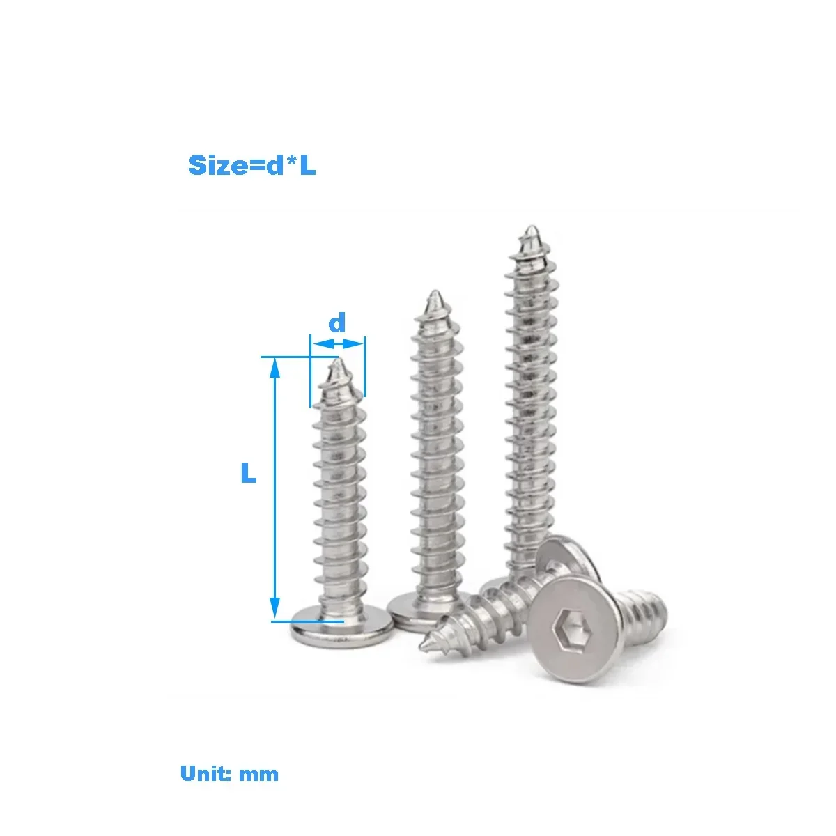 

304 Stainless Steel Flat Head Hexagonal Self Tapping Screws/Ultra-Thin Head Bolts/Round Head Self Tapping Screws