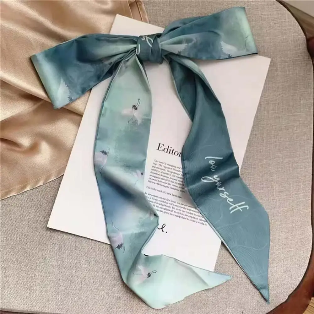 

New Floral Headband Ribbon Chinese Style Headscarves Oil Painting Butterfly Tie Hair