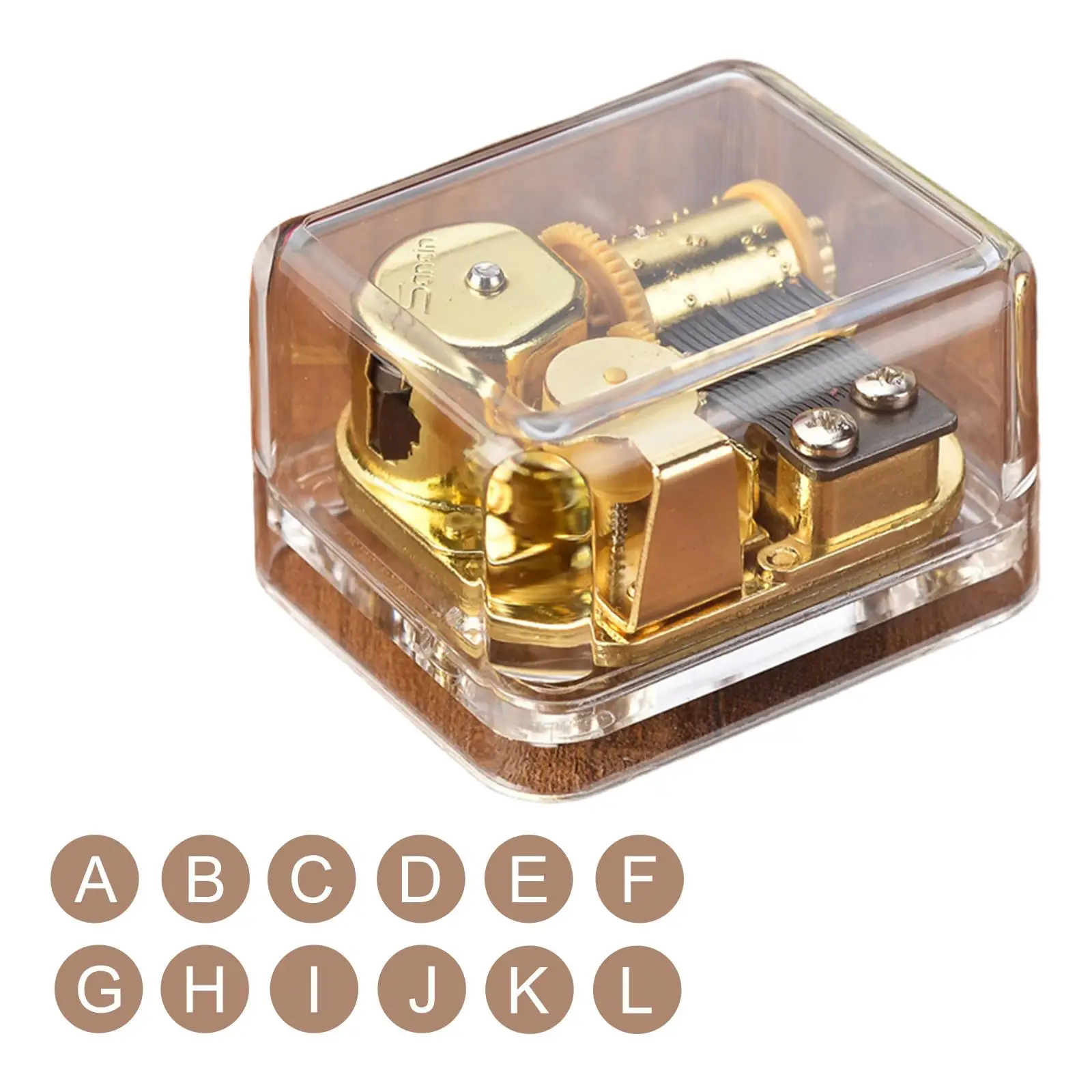 Clear Acrylic Hand Crank Mechanic Music Case Retro Wind Up Box for Collectibles Home Decoration