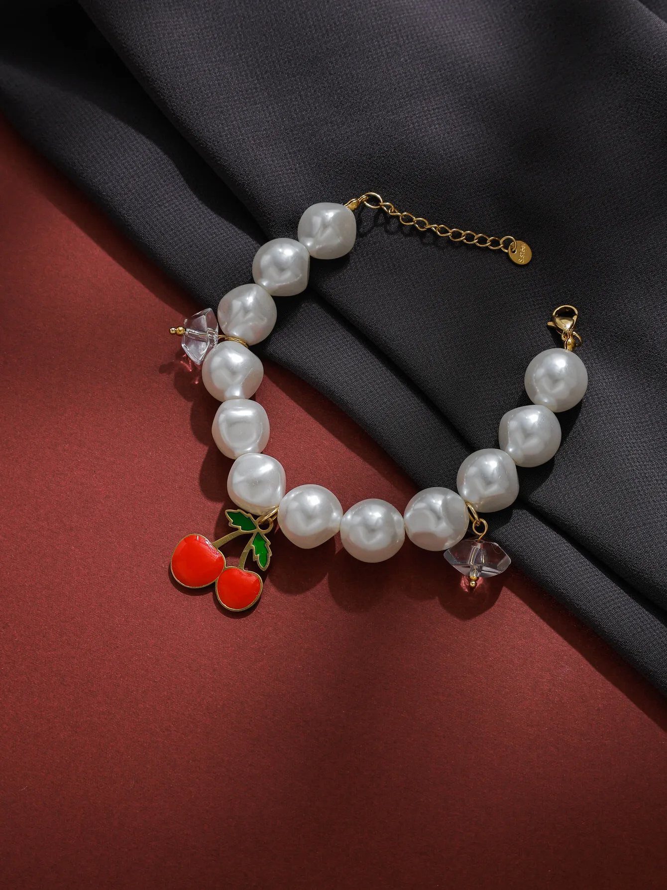 قلادة محفورة بشكل لطيف، صليب ماسي، قلادة كرزية، سوار سلسلة من اللؤلؤ، سلسلة ذهبية مكتنزة، مجوهرات عصرية وساحرة #4