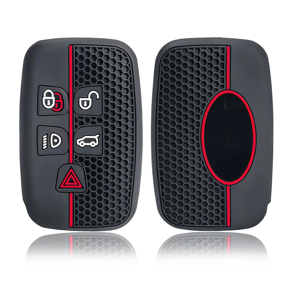 Silicone 5 Button Car Key Cover Case Holder Protector For Land Rover Discovery 4 Freelander 2 Range Rover Evoque 2018 2017 2016 - view 3