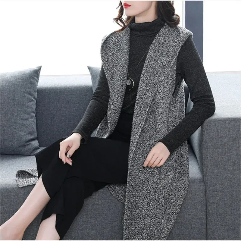 2023 New Autumn Winter Mid Mother Vest Jacket Women Fashion Long Sleeveless Waistcoat Coats Female Casual Outerwear Ladies Tops