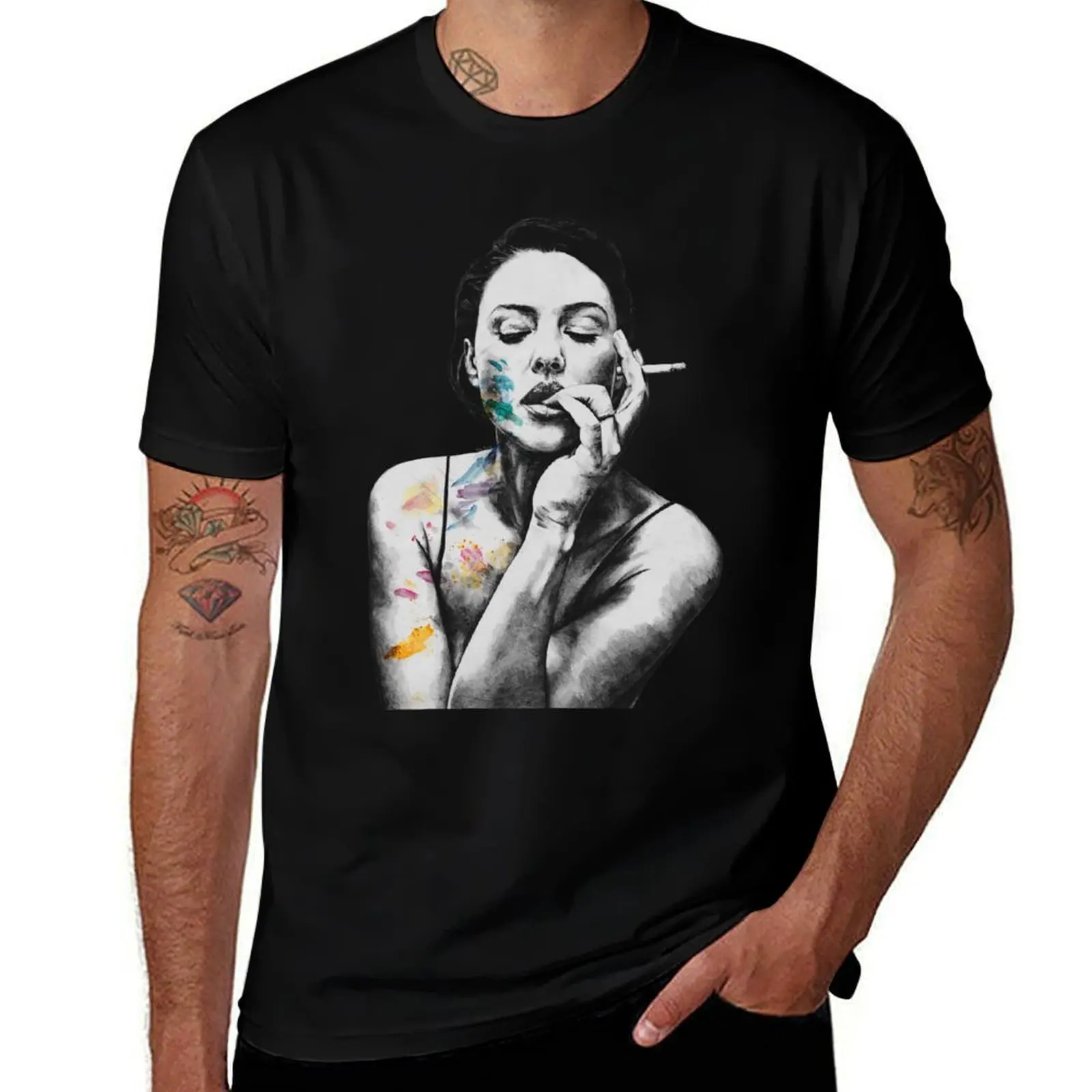 

Monica Bellucci sexy portrait smoking woman drawing T-Shirt cotton t shirt man man t shirt heavy cotton T-shirt