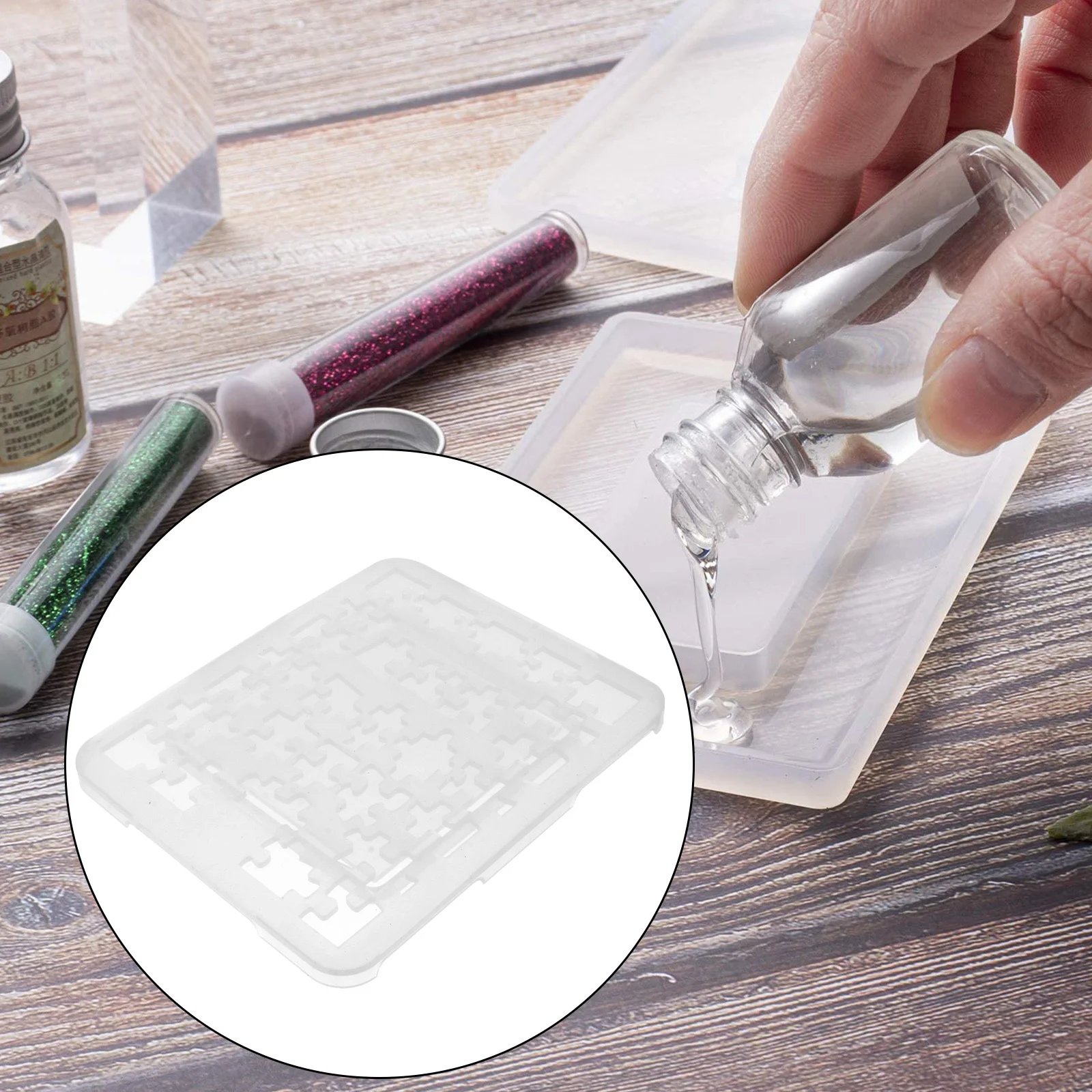 قالب ألغاز هندسي من السيليكون مرن وقابل لإعادة الاستخدام وغير لاصق وسهل التشكيل للحرف اليدوية المصنوعة من الكريستال الإيبوكسي والسيليكون #1