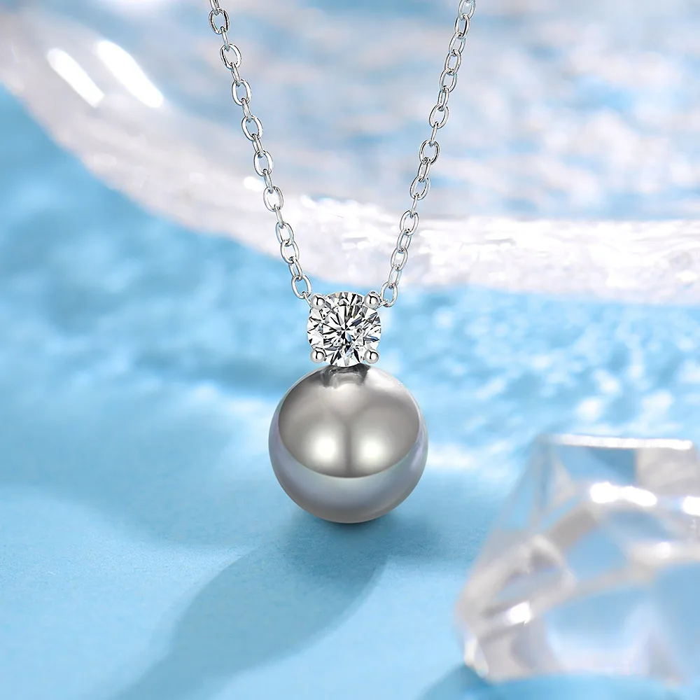 

S925 Sterling Silver Pearl Necklace Women's French Minimalist Elegant Stud Earrings Pendant Jewelry Set Wedding Anniversary Gift