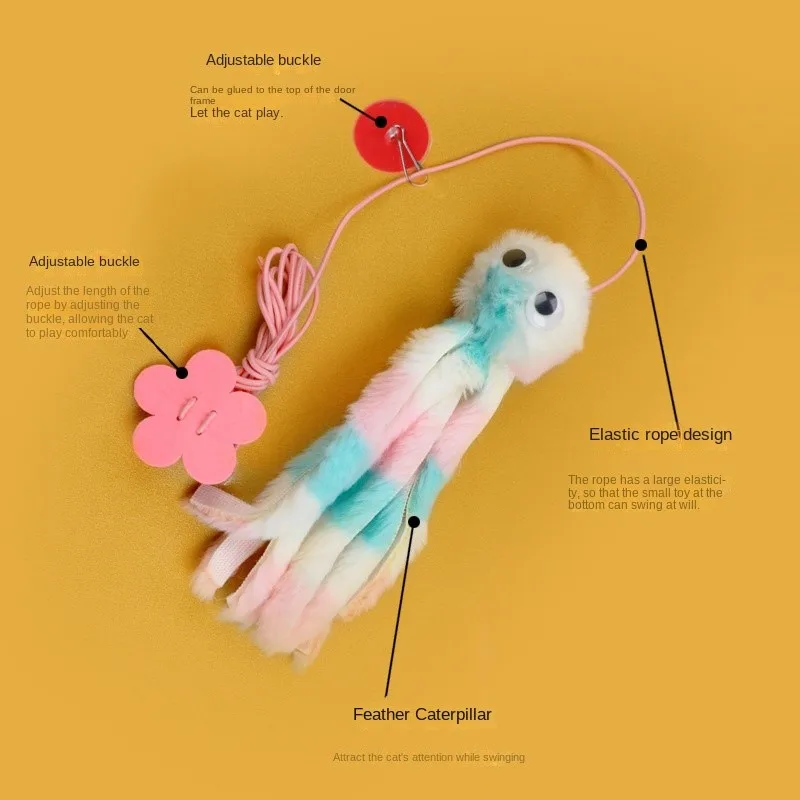 Cat Octopus Toy Cute Door Plush Elastic Cartoon Hanging Resistant Teeth Interactive Play Pet Accessories Relaxing Swing Cat Toy