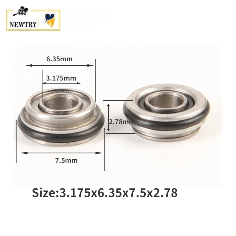 

5pcs High Speed Dental Ceramic Bearings SFFR144TLZWN Dental Turbine Bearings WH RC95 TE95 Double Flange Handpiece Dentist Tools