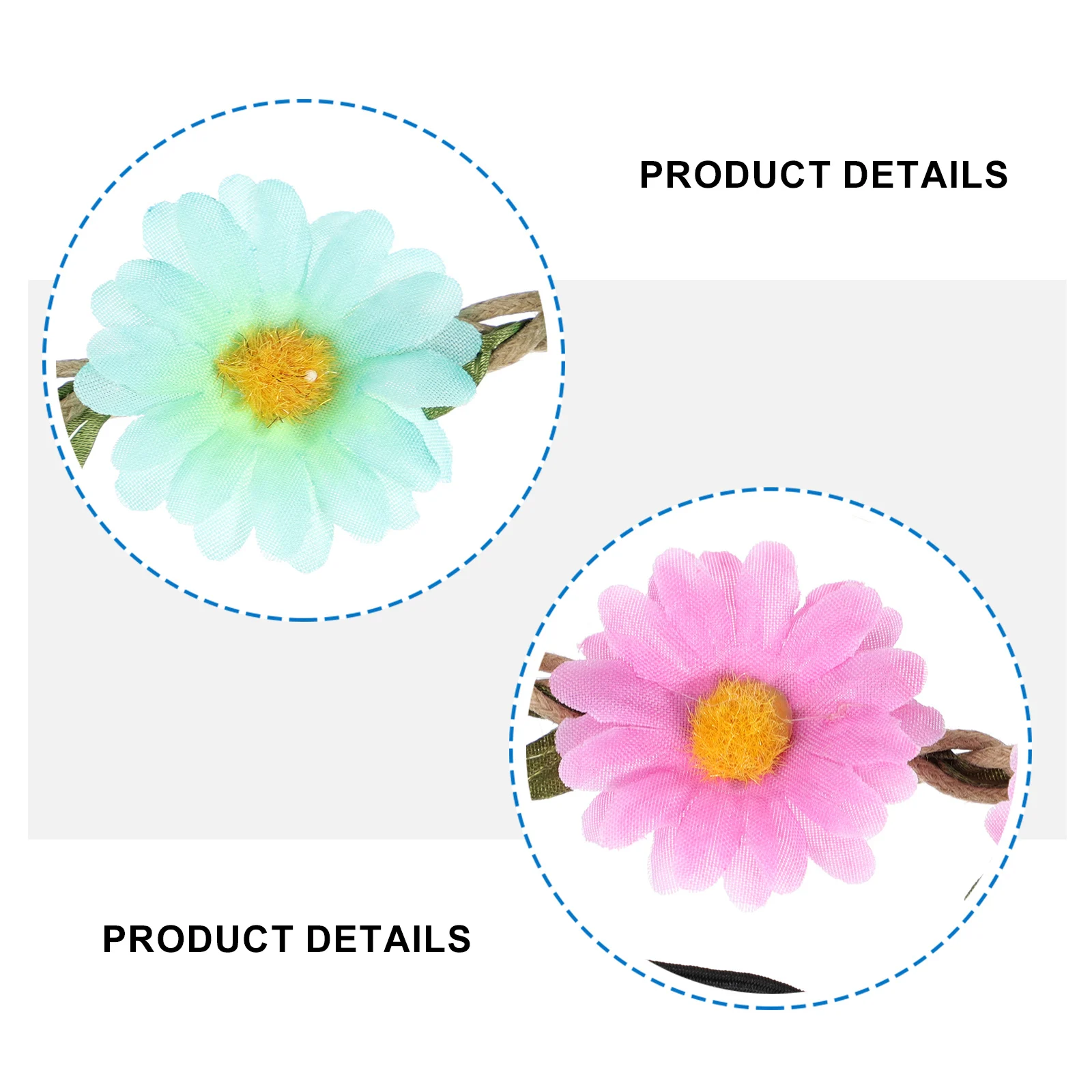 

12pcs Small Daisy Wreath Fabric Floral Headb Girls Sunflower Miss Elegant Comfortable Lightweight Hair Accessories