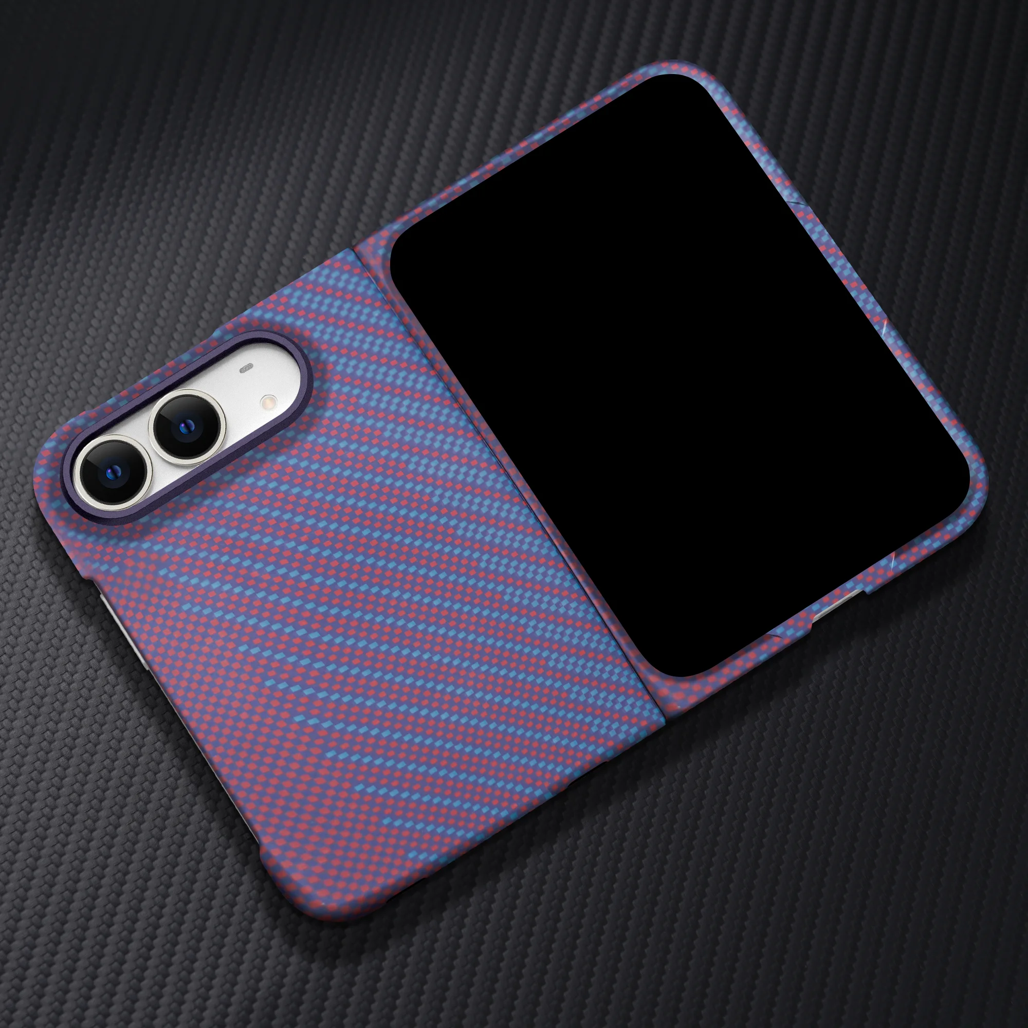 MagSafe Grid Texture Phone Case Built-in Screen Protector For iPhone Duo Foldable Full Body Ultra-Thin Shockproof Cover