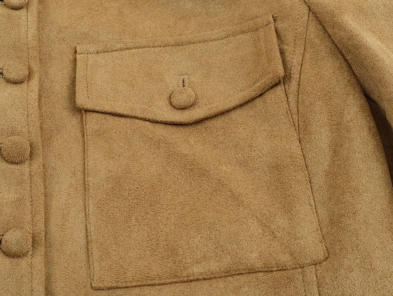 Damen Slim-Fit Jacke Stehkragen Langarm Einreihig mit Taschen Einfarbiger Wildledermantel 2026 Herbstmode Pendler-Oberbekleidung – Detail 7