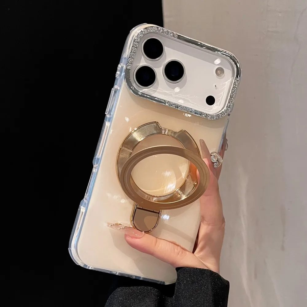 هلام اللون المغناطيسي للطي حامل حافظة آيفون 17 16 15 14 13 برو ماكس بريق الماس للصدمات حامل معدني غطاء #2