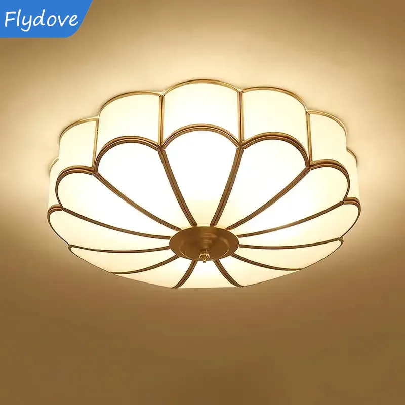 American retro all copper ceiling light LED bedroom room lighting lighting for living room room decor