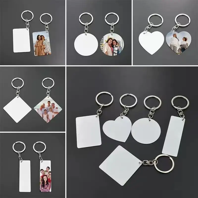 Personalized Custom Metal Keychain Heat Transfer Blank Keychain Double-Sided Printing Aluminum Alloy Plate Keychain Photo Gift