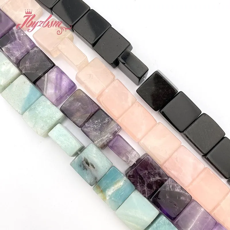 Natural Amazonite Amethyst Quartz Agates Beads Square DIY Stone Loose Strand 15 Inch For Bracelet Necklace Jewelry Making