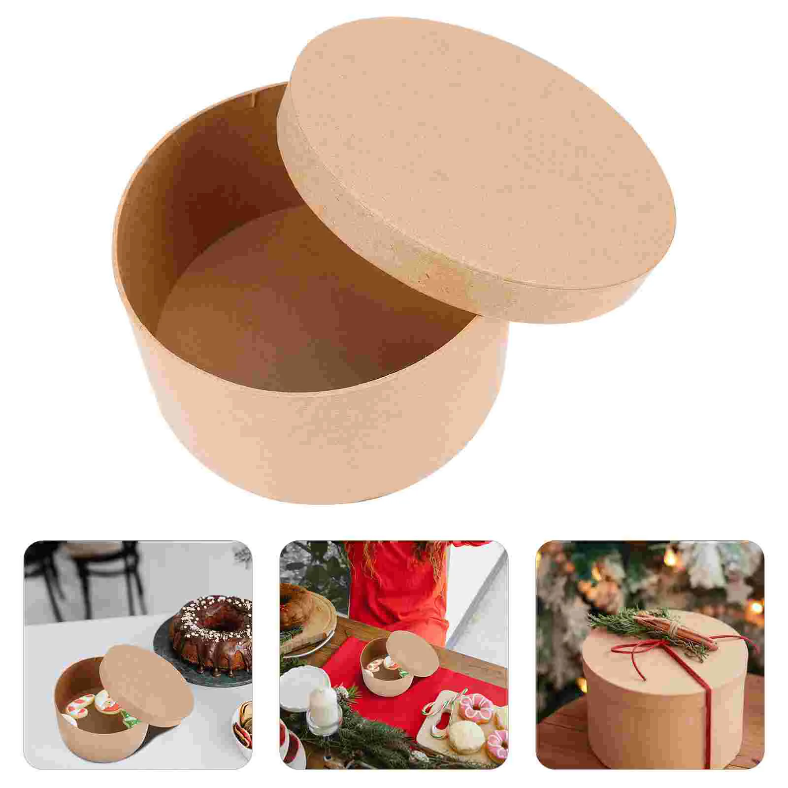 

Ice Cream Chocolate Round Cake Box Cookie Container Paper Cup Kraft Case Stand with Lid