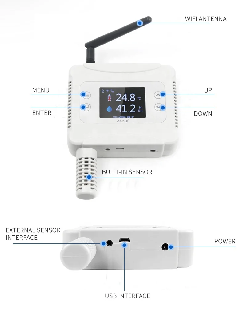 ASAIR AW5145W Remote WIFI RS485 Temperatur- und Feuchtigkeitssensor-Sender mit Display-Sensor-Sender