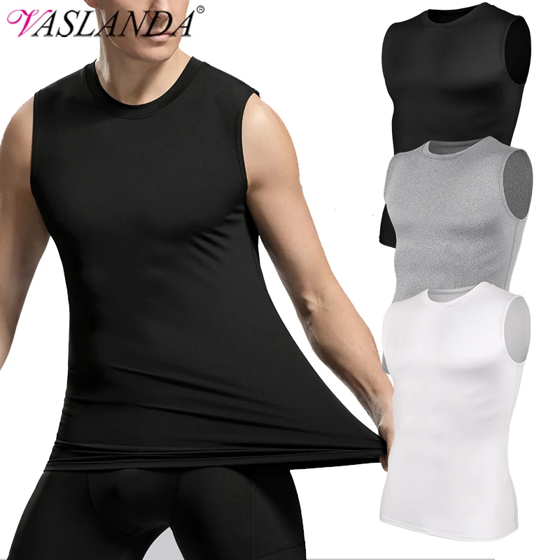 Men Compression Shirts Sleeveless Tank Top Slimming Underwear Body Shaper Workout Gym Vest Base Layer Athletic Tee Shirts