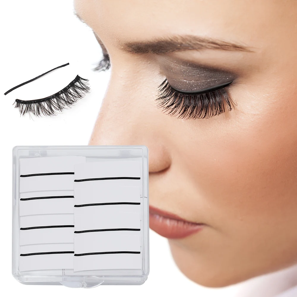 50 Pieces/box Lash Glue Strips Double Self-Adhesive Glue-Free No Eyelash Glue Strip False Eyelashes Hypoallergeni Makeup Tools