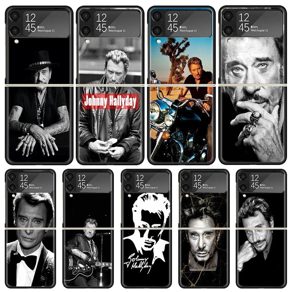 Johnny Hallyday Music Phone Case For Samsung Galaxy Z Flip3 Flip4 Flip5 Flip6 PC Shell For Z Flip 3 4 5 6 Hard Folding Art Cover