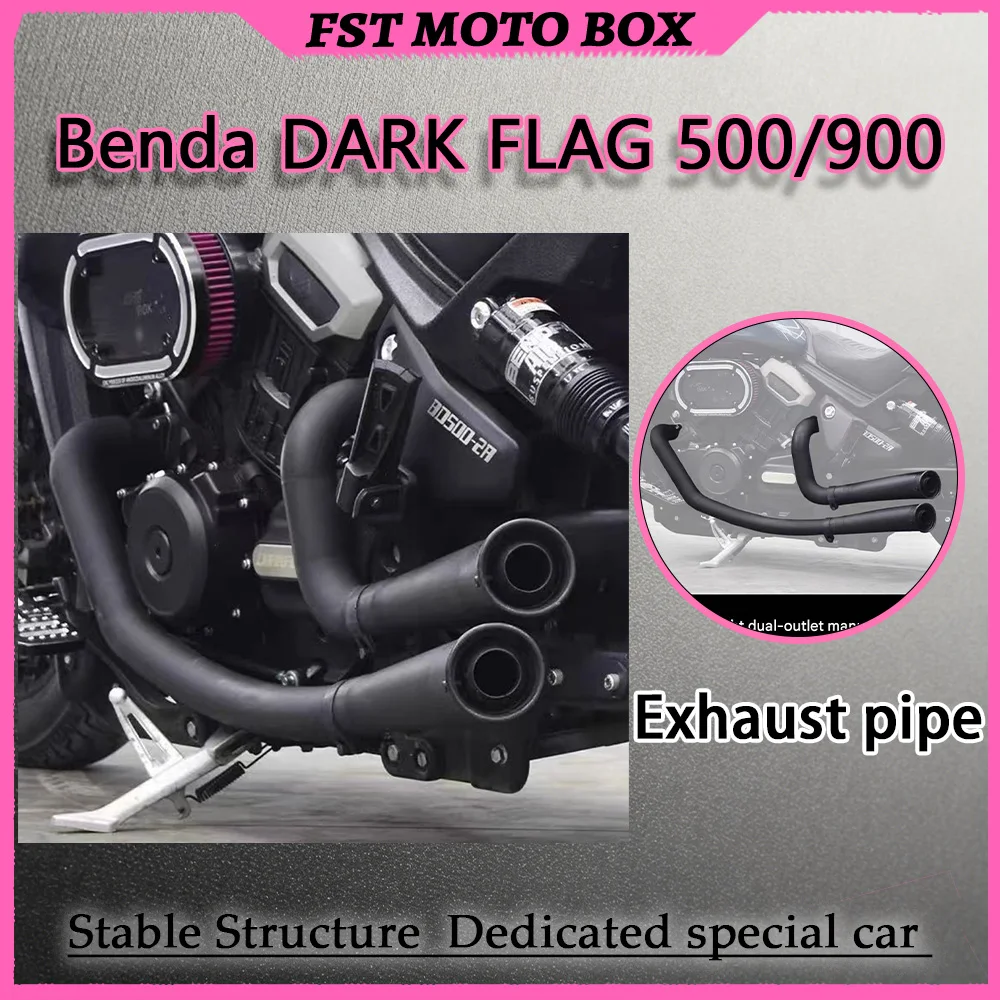 FOR BENDA DARK FLAG 500/900 Full-System Dual-Outlet Exhaust Pipe Modification Kit for Black Warrior Thickened Stainless Steel