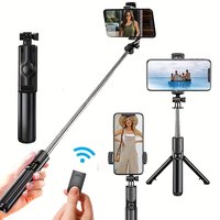 Expandable 3-in-1 Selfie Stick Tripod With Detachable BT Wireless Remote Compatible With Most Of Phones Lightweight Tripod Stand