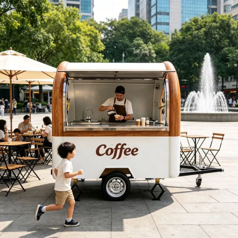 

Ice Cream Food Truck Mobile Trailer Fully Equipped Freezer Display Case Stainless Steel Kitchen Outdoor Catering Cart CE Certifi