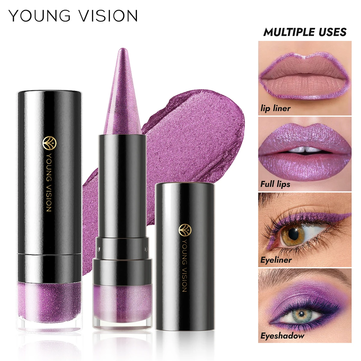 YOUNG VISION 7 colors matte pearl fine glitter diamond dual-purpose lipstick long-lasting easy to color non-stick cup lipstick