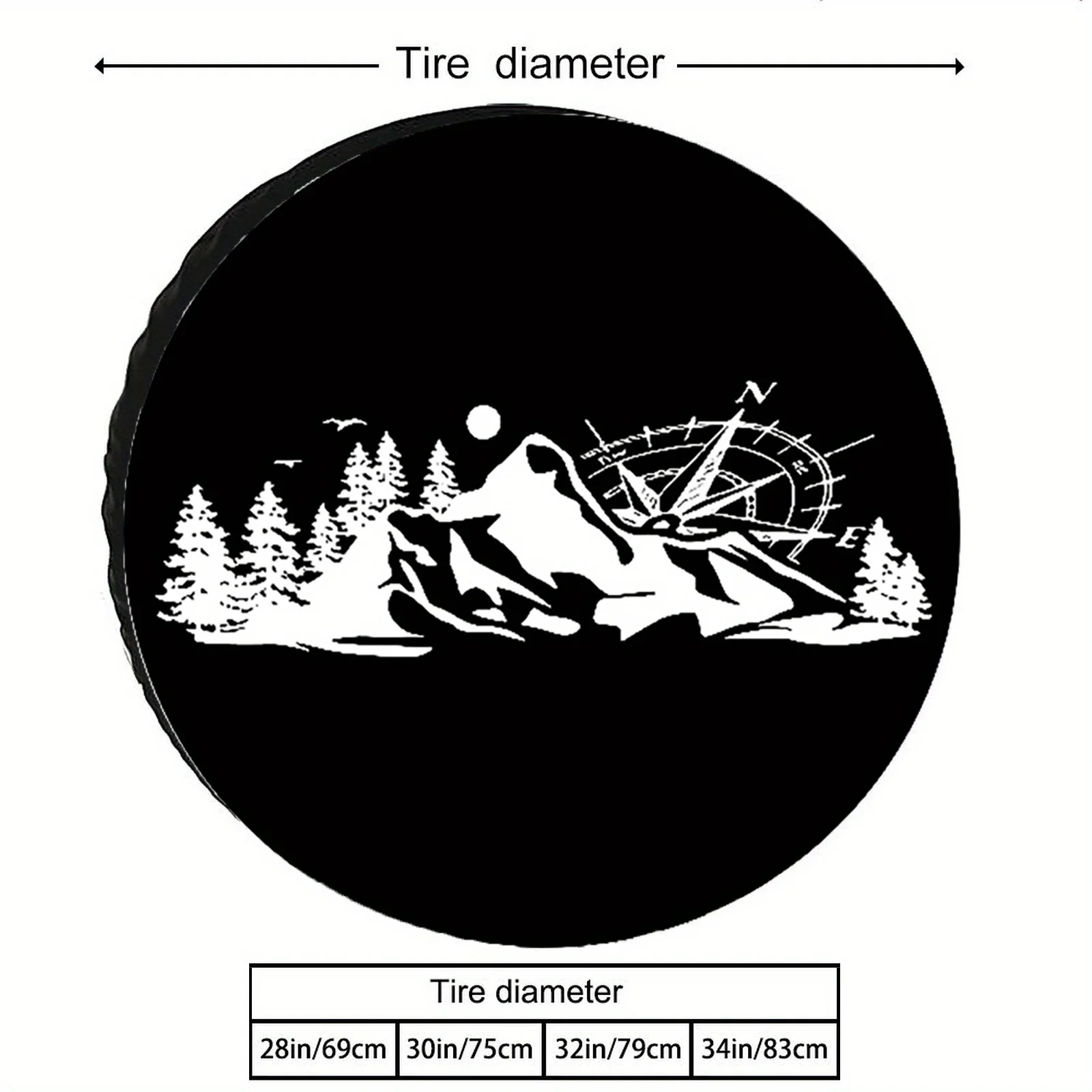 Bai Chuan'S Guidance Pattern, 28/30/32/34 Inch Multi-Functional Spare Tire Cover, Polyester Fiber Material, Suitable For Trailer