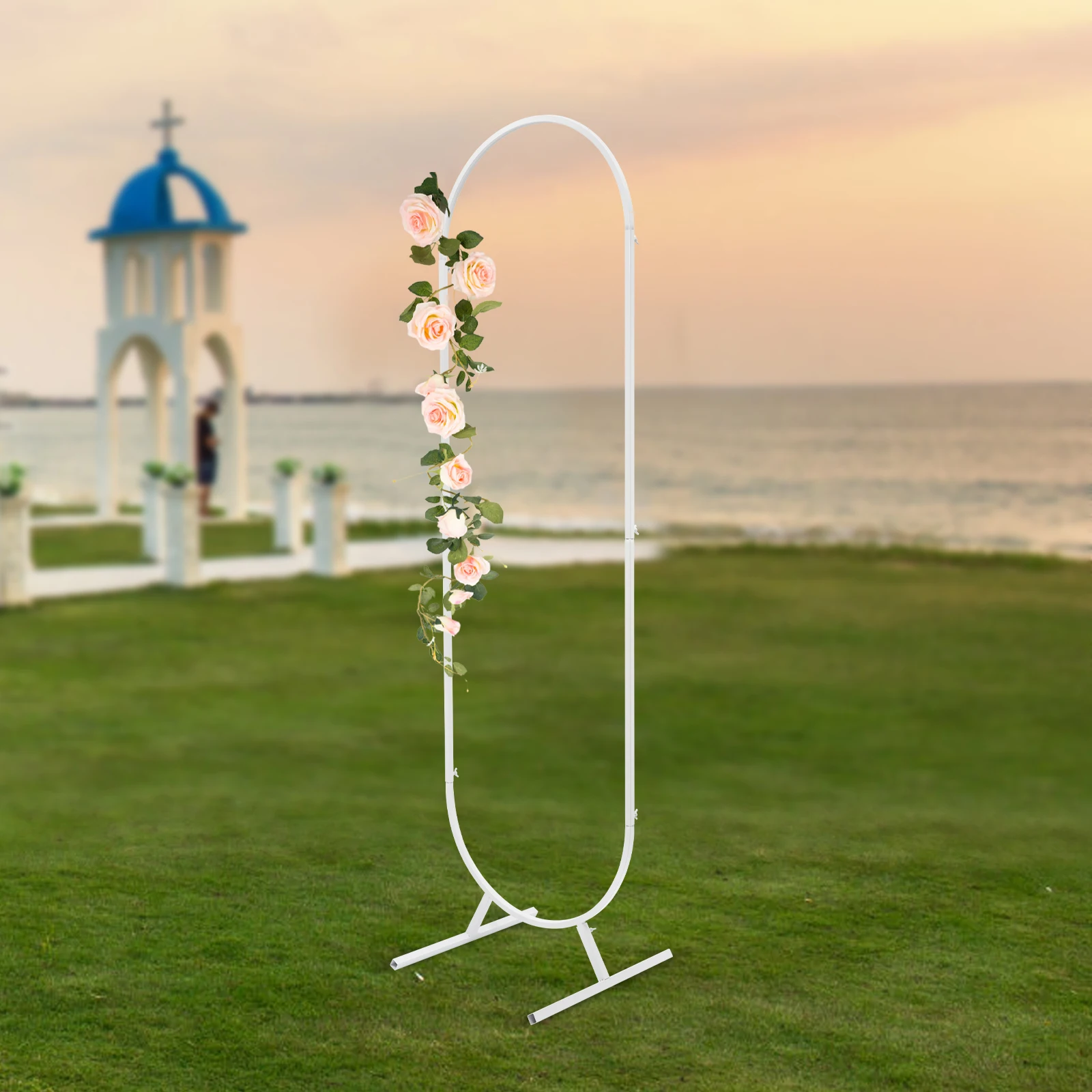 Arch Backdrop Stand White Wedding Balloon Arched Backdrop Stand Oval Arch Frame for Birthday Party Wedding Ceremony Decoration