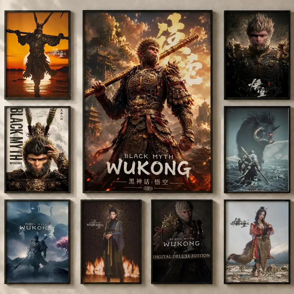 Game B-Black Myth: WukongS Poster Art  Self-Adhesive No Glue Residue Wall Sticker for Home Office Nursery